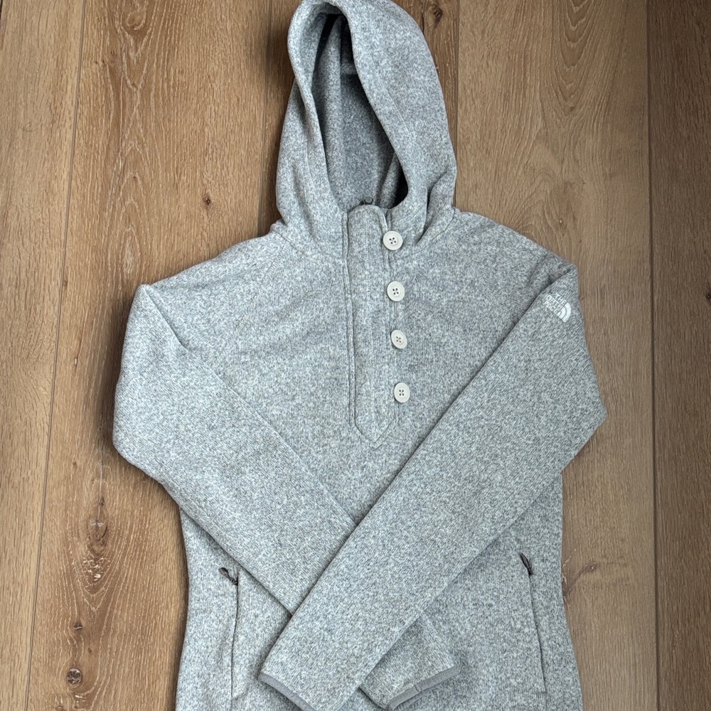 The North Face Women's Gray Hoodie with Button Detail